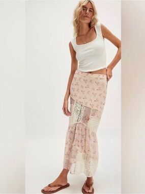 NWT Free People Daniella Lace Maxi Skirt -L